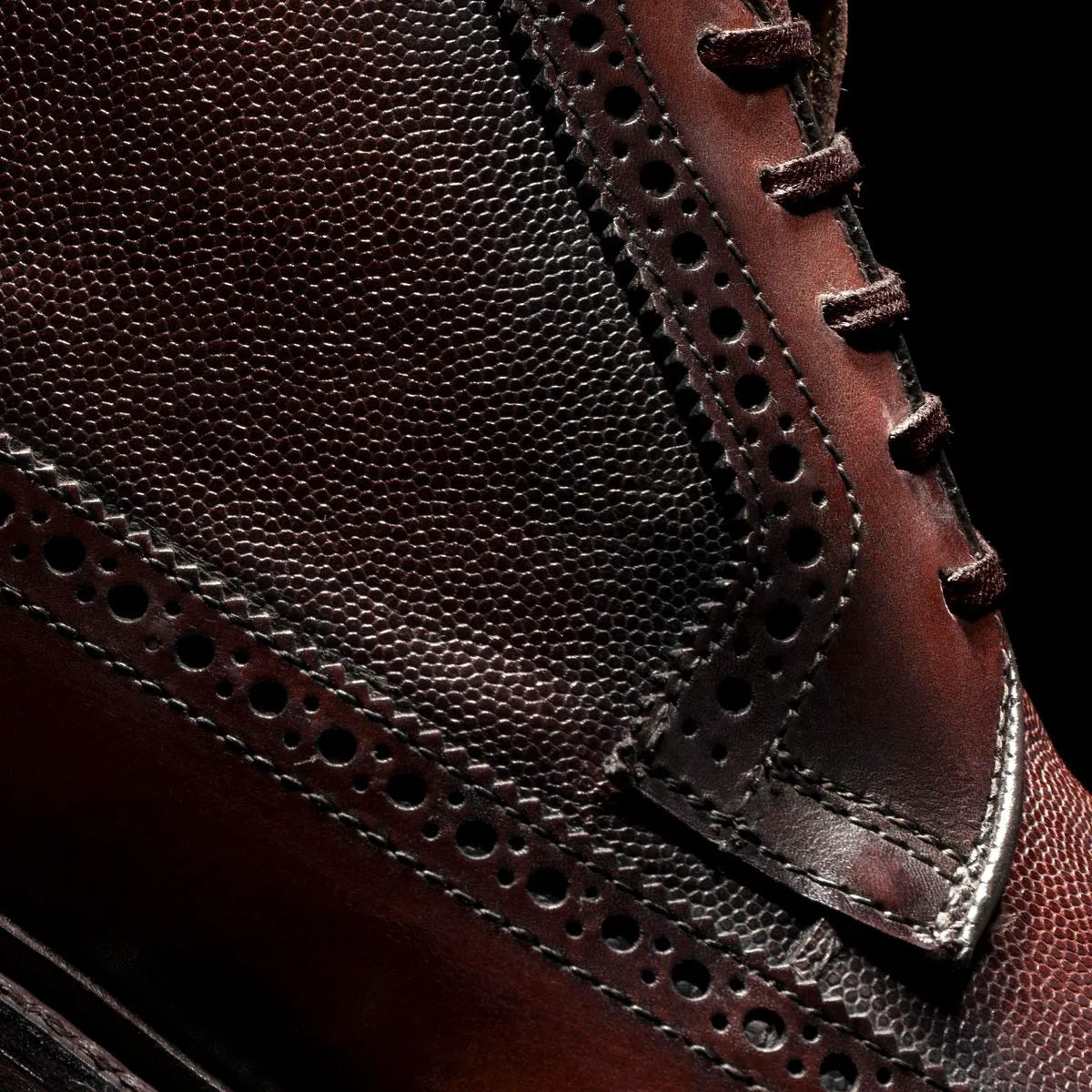 Maddox Reserve Wingtip Dress Boot - Chili Caviar Grain Leather