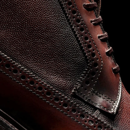 Maddox Reserve Wingtip Dress Boot - Chili Caviar Grain Leather