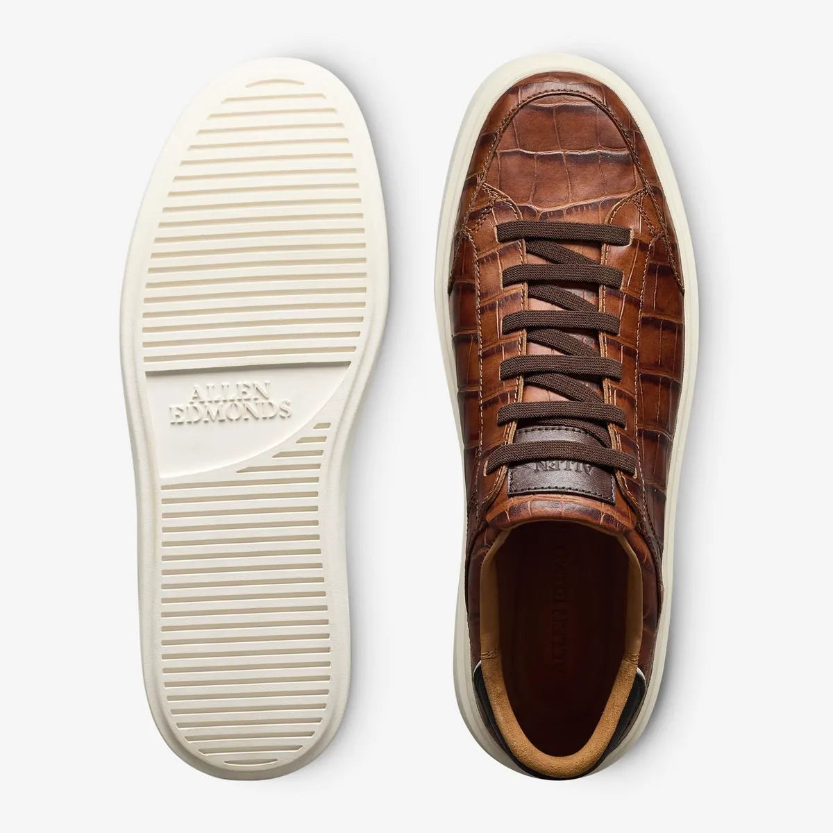 Oliver Slip-on Stretch-lace Sneaker - Chestnut Embossed Croc Leather