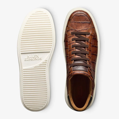 Oliver Slip-on Stretch-lace Sneaker - Chestnut Embossed Croc Leather