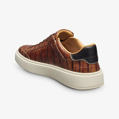 Oliver Slip-on Stretch-lace Sneaker - Chestnut Embossed Croc Leather