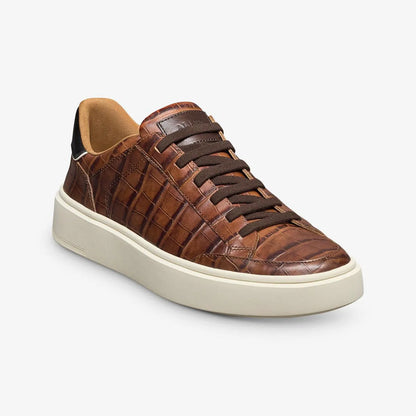 Oliver Slip-on Stretch-lace Sneaker - Chestnut Embossed Croc Leather