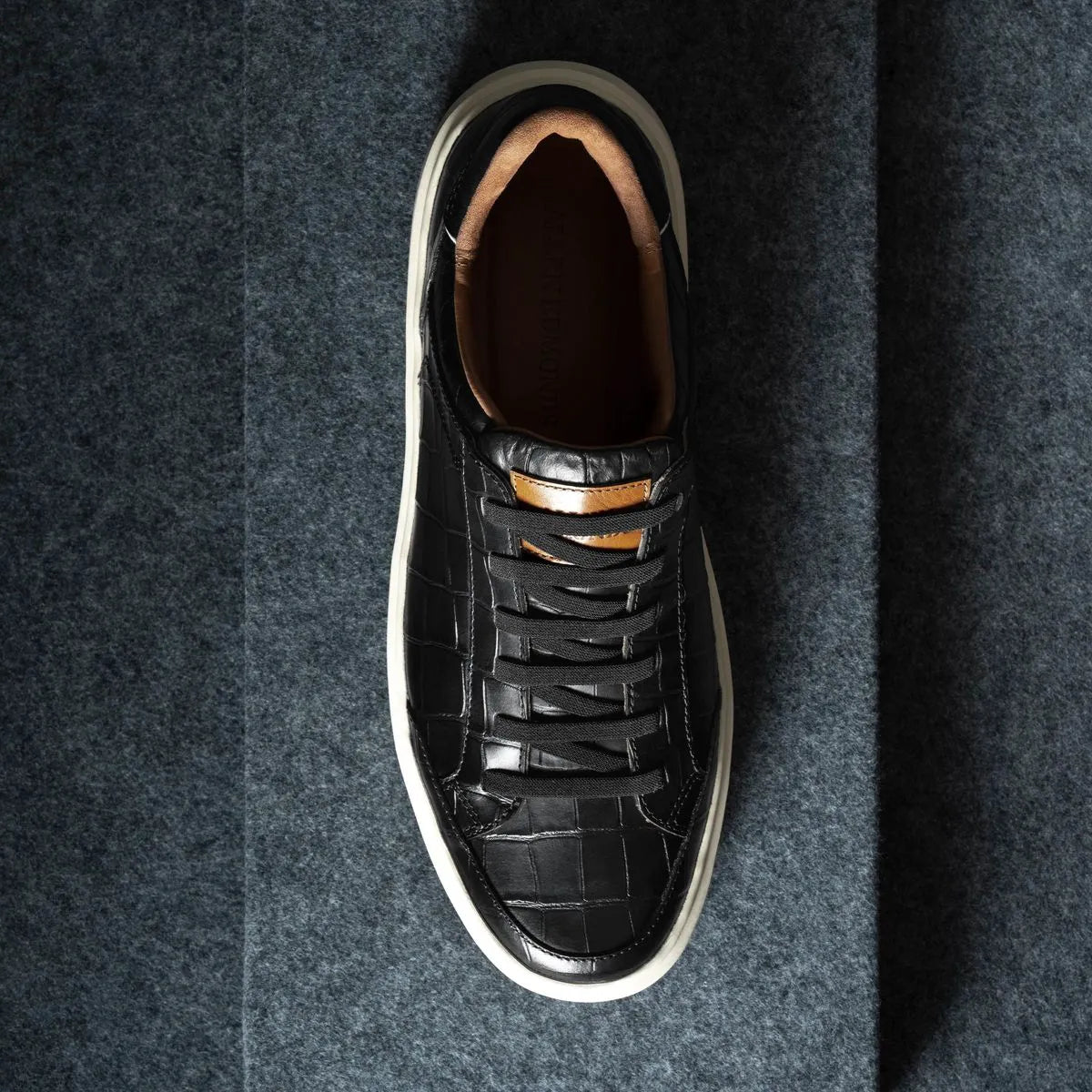 Oliver Slip-on Stretch-lace Sneaker - Black Embossed Croco Leather