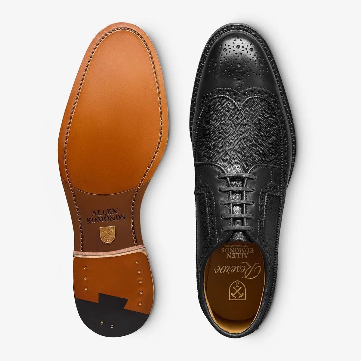 Mason Reserve Wingtip Derby Dress Shoe - Black Caviar Grain Leather
