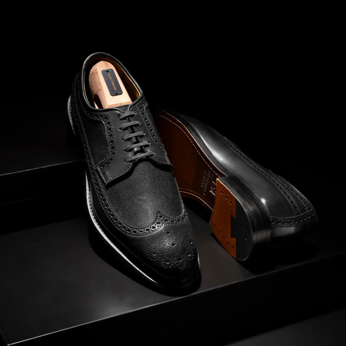 Mason Reserve Wingtip Derby Dress Shoe - Black Caviar Grain Leather