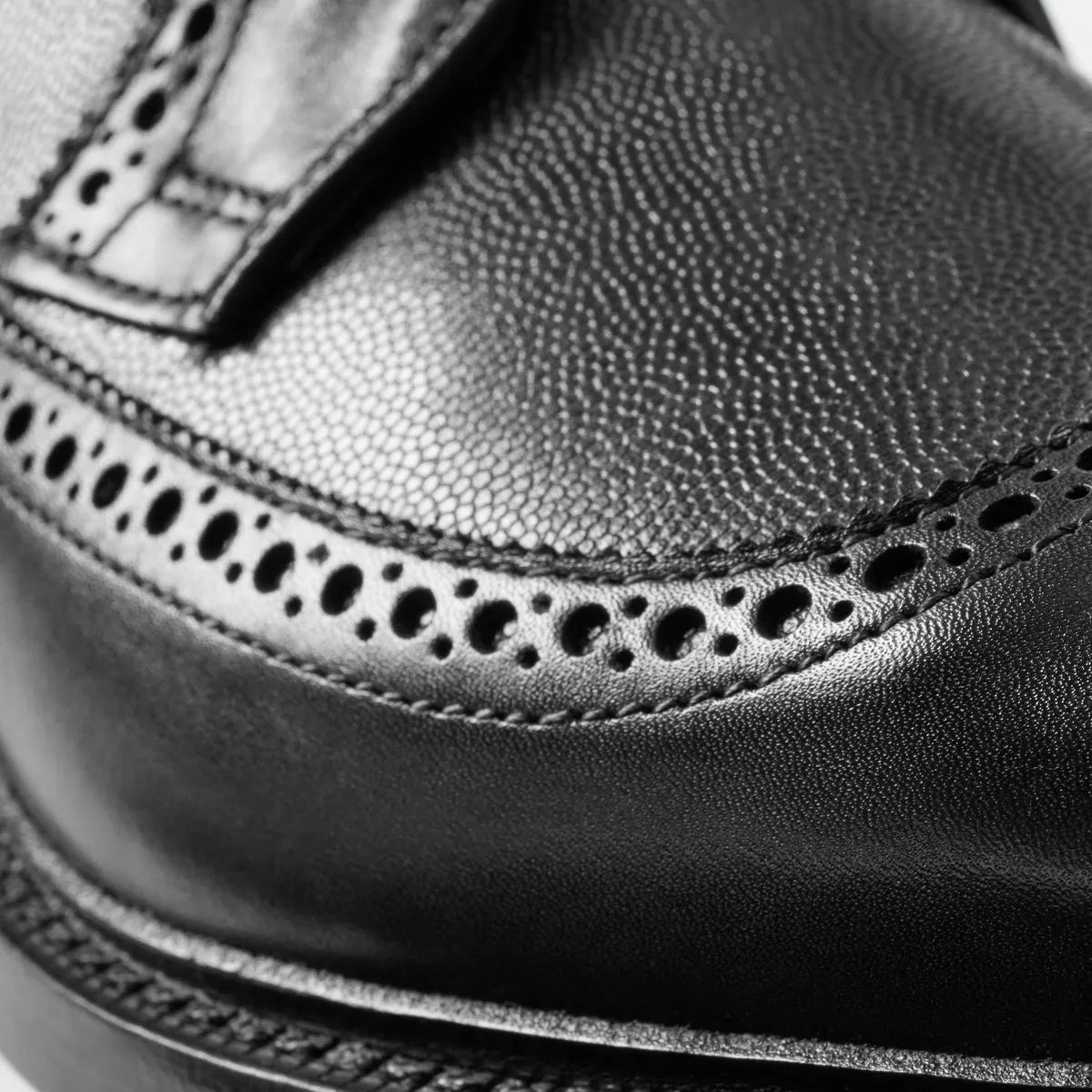 Mason Reserve Wingtip Derby Dress Shoe - Black Caviar Grain Leather