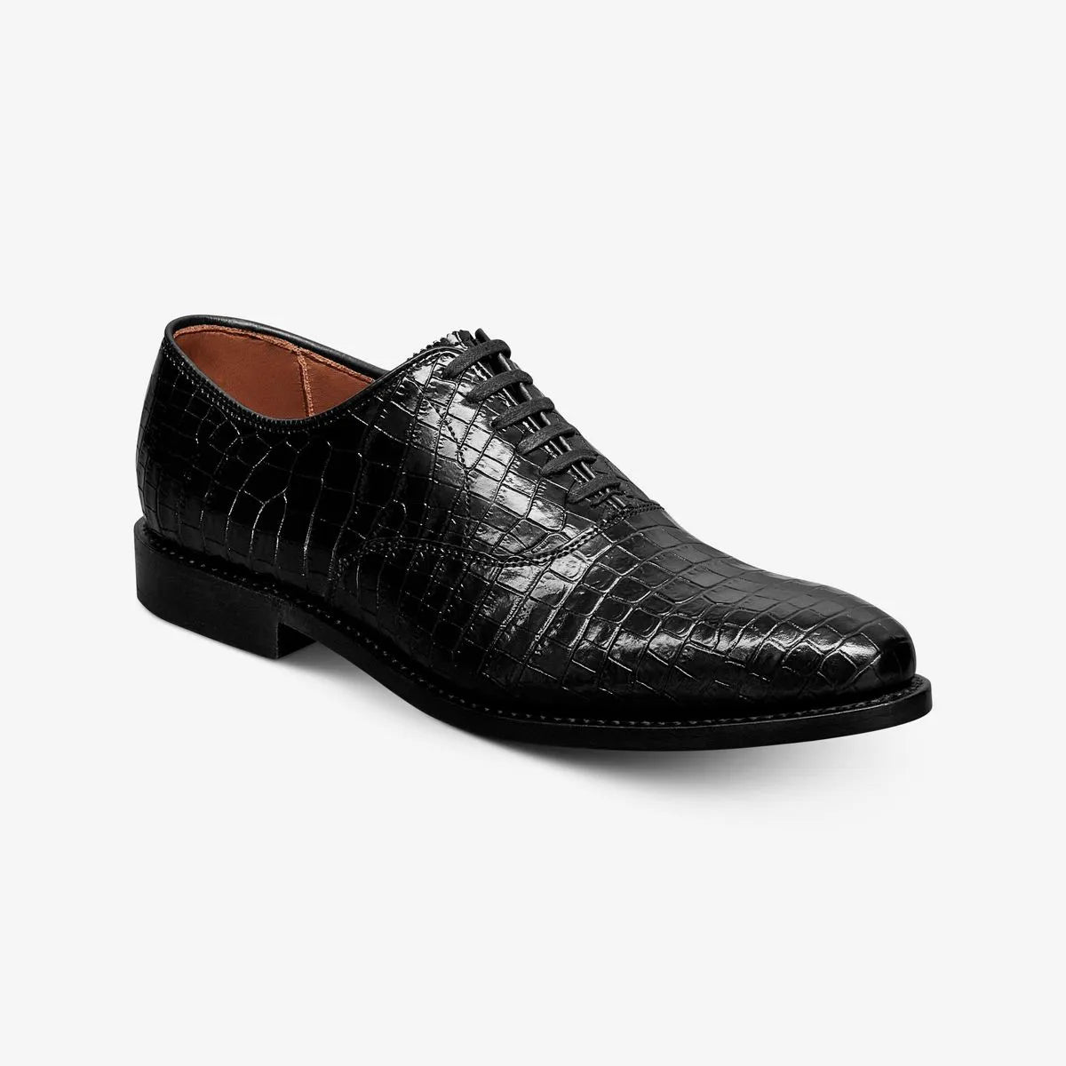 Carlyle Plain-toe Oxford Dress Shoe - Black Embossed Croco Leather