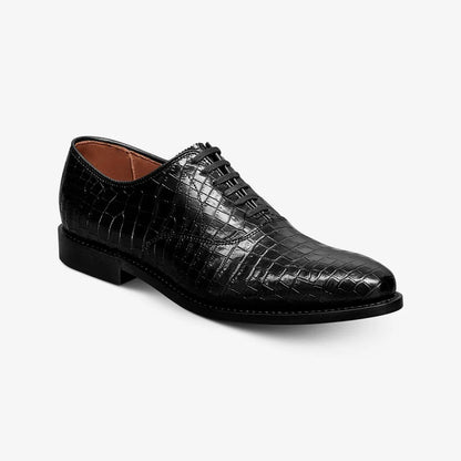 Carlyle Plain-toe Oxford Dress Shoe - Black Embossed Croco Leather
