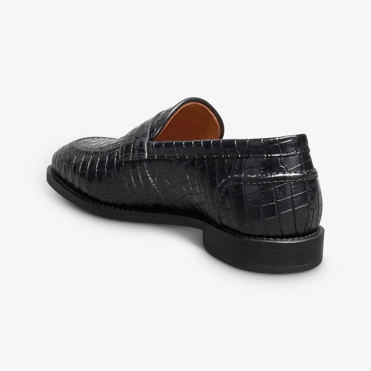 Randolph 2.0 Penny Loafer - Black Embossed Croco Leather