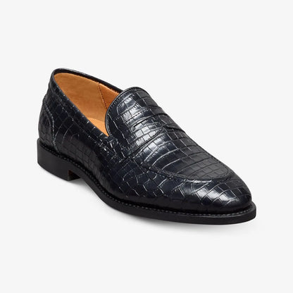 Randolph 2.0 Penny Loafer - Black Embossed Croco Leather