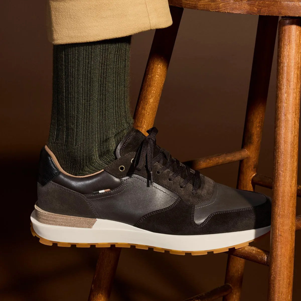 Lionel Lace-up Sneaker - Dark Brown Suede