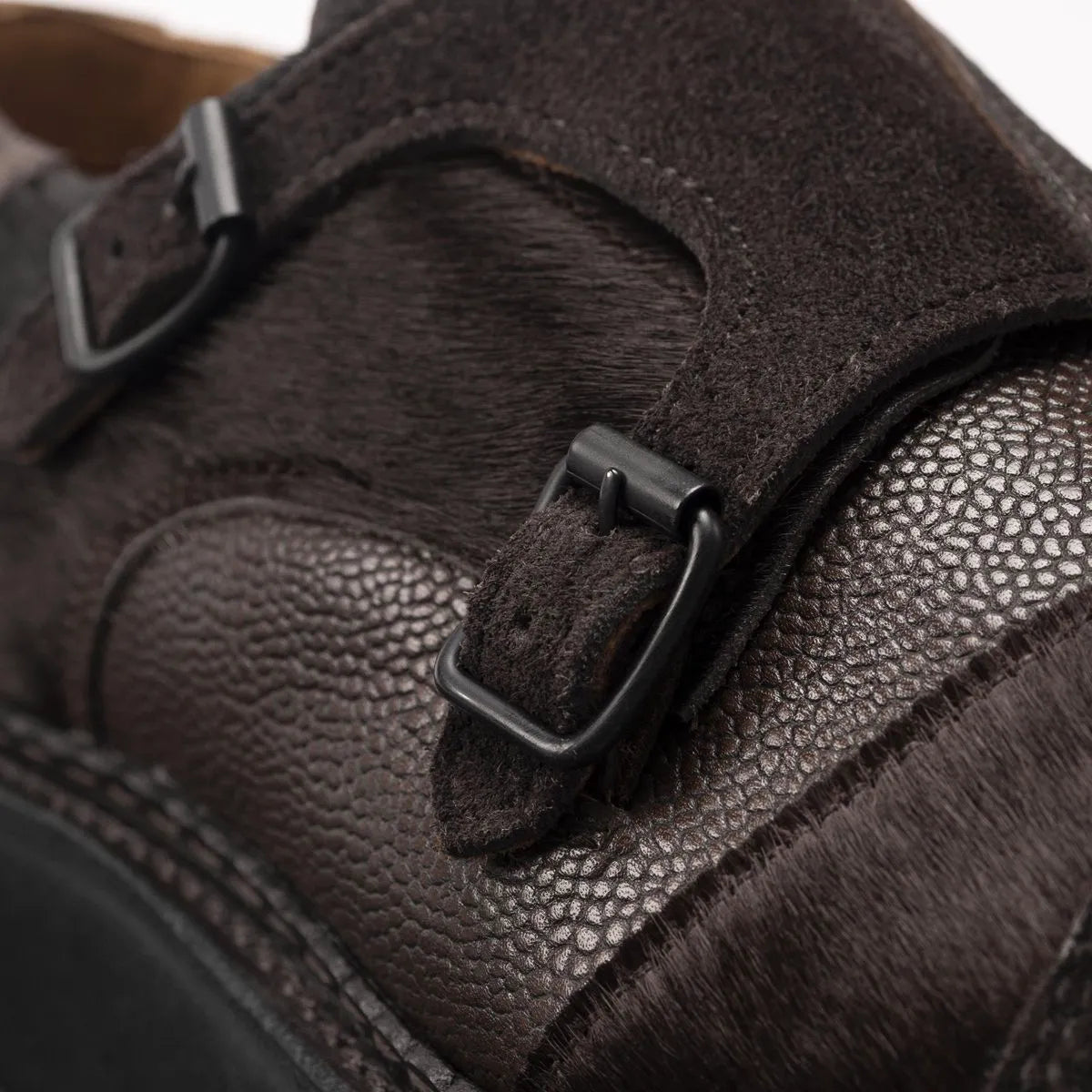 Engineered Garments x Allen Edmonds Bryant Park Double Monk - Brown Leather Mix
