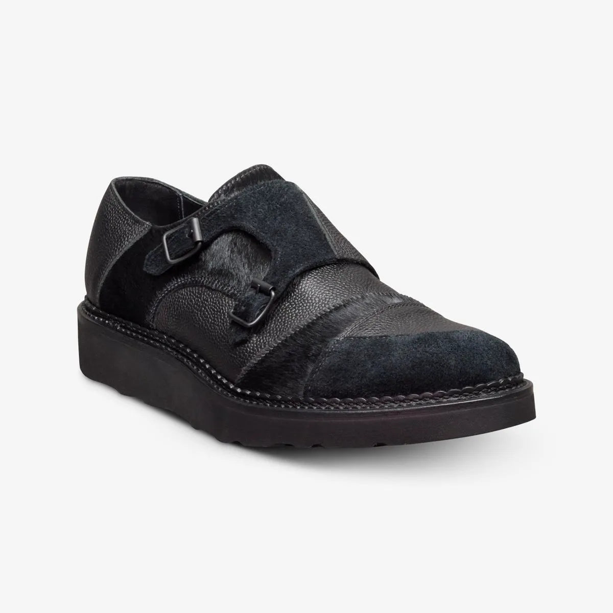 Engineered Garments x Allen Edmonds Bryant Park Double Monk - Black Leather Mix
