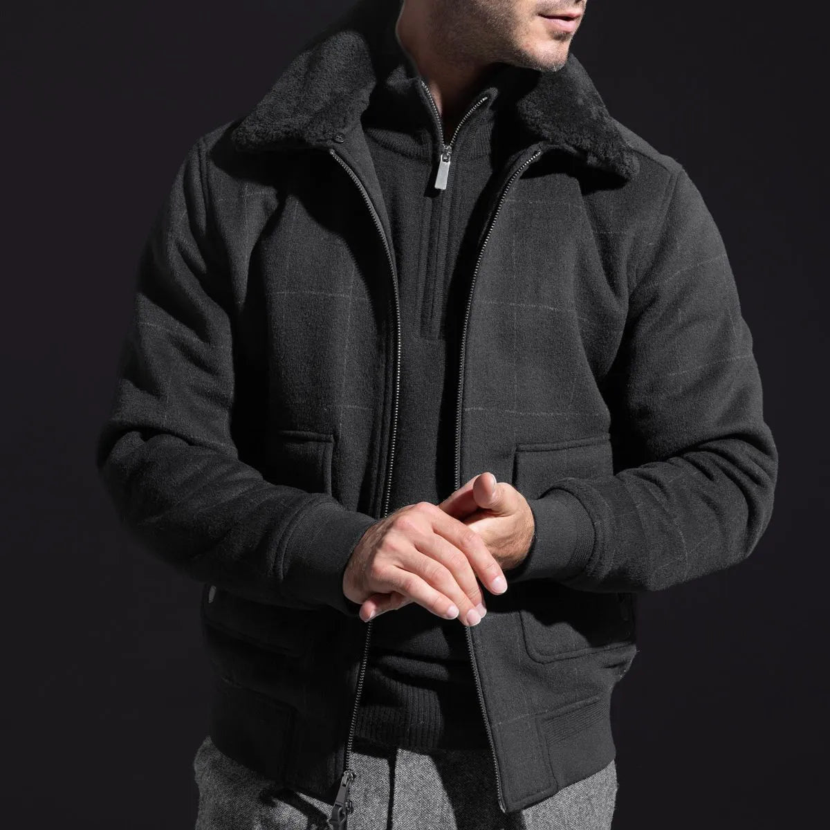 Bugatchi Full-zip Bomber Jacket - Black