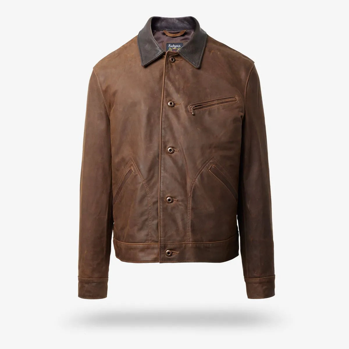 Schott® N.Y.C. X Allen Edmonds Leather Barn Jacket - Brown
