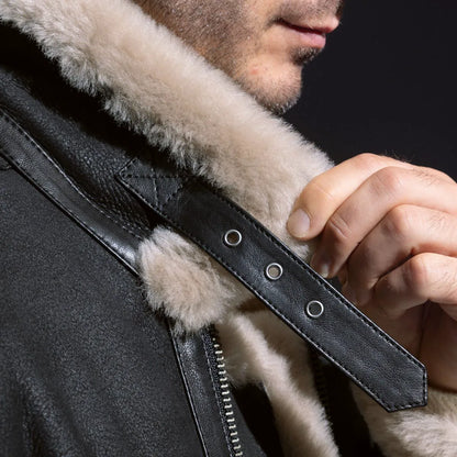Shearling Aviator Jacket - Black