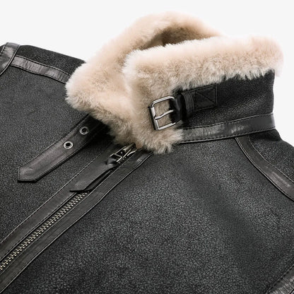 Shearling Aviator Jacket - Black