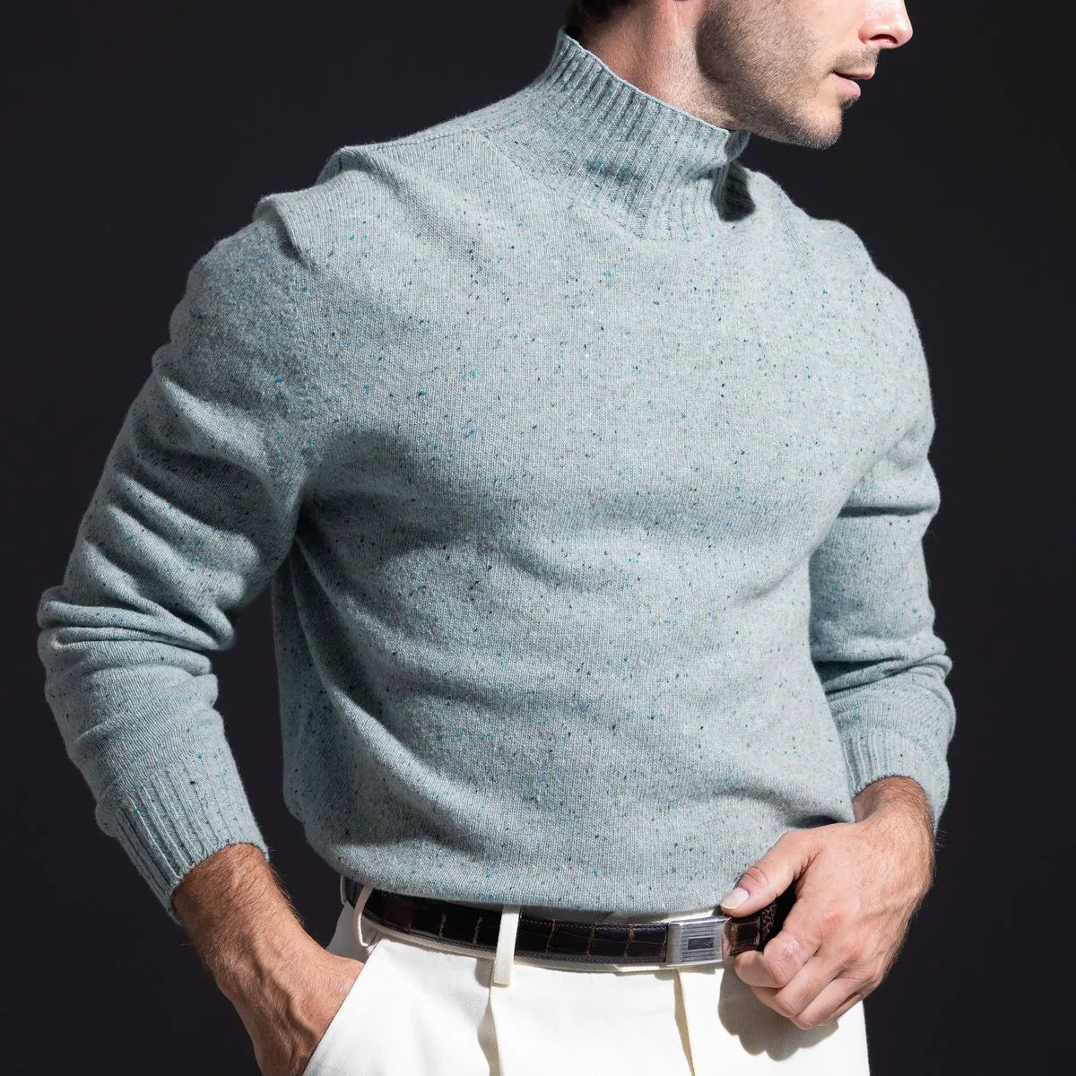 NN07 Aksel Mock-neck Sweater - Blue