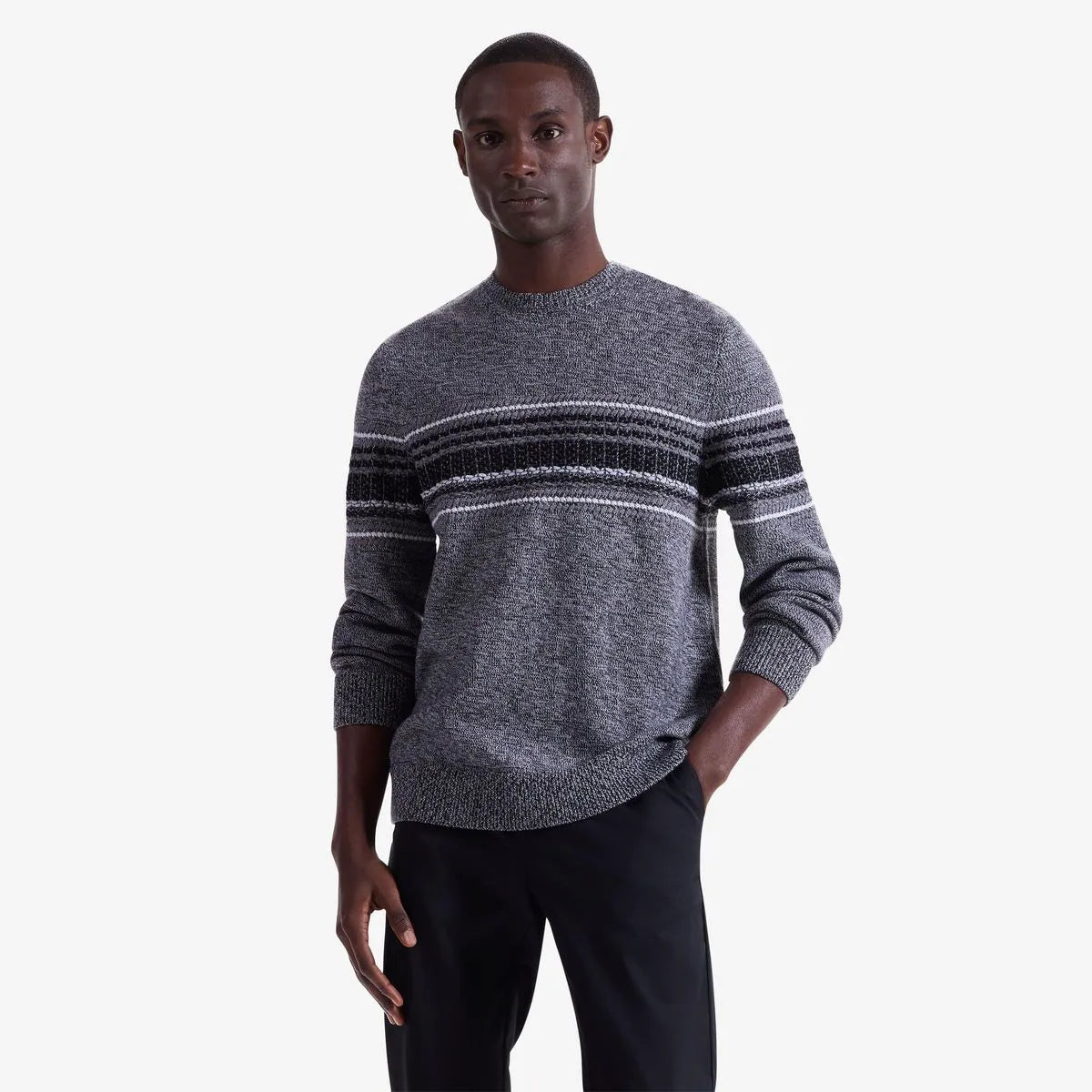 Bugatchi Crewneck Long-sleeve Sweater - Grey