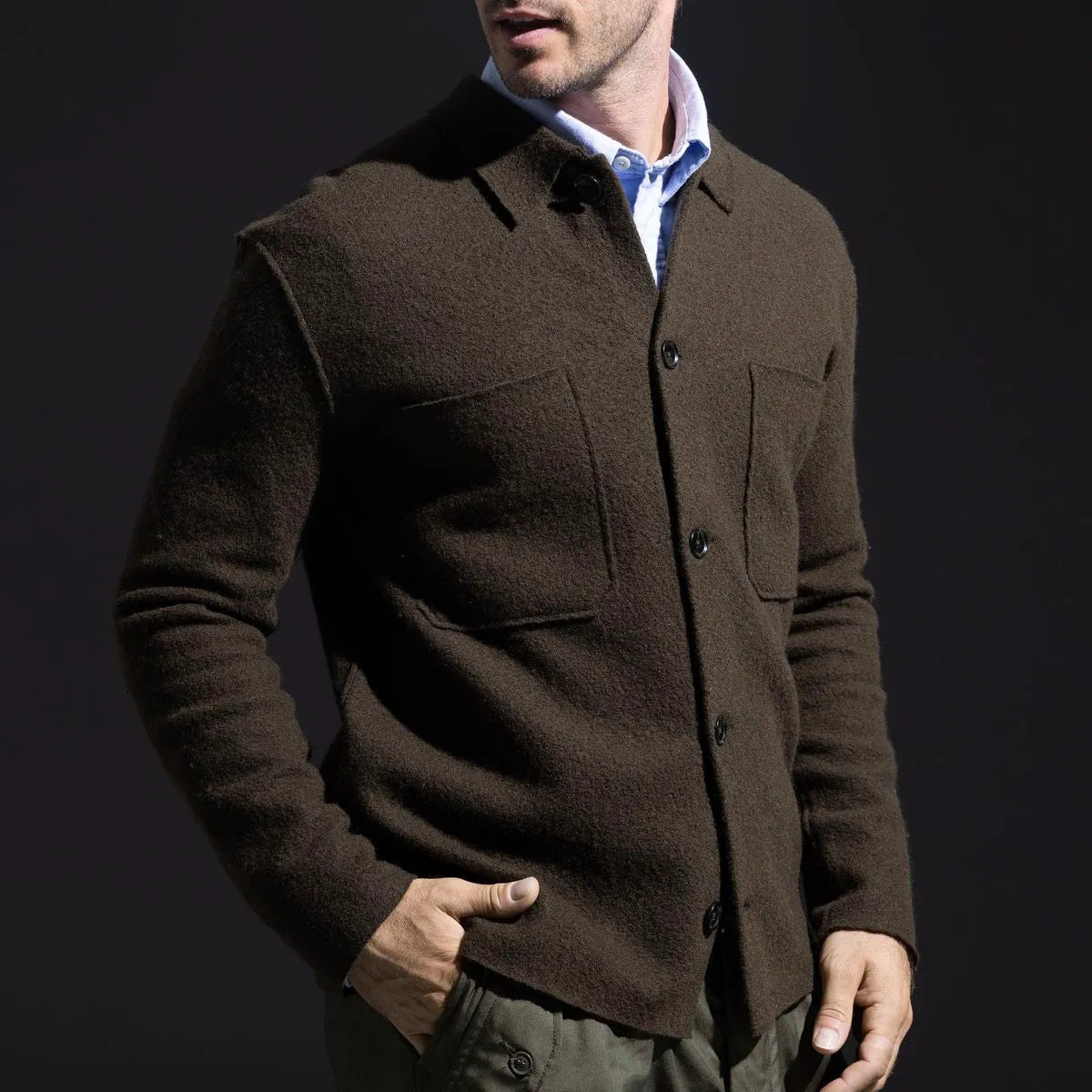 NN07 Jonas Button-up Sweater - Brown