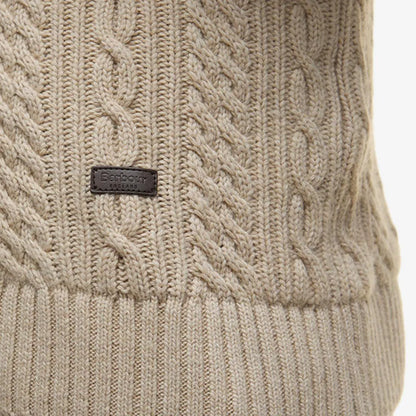 Barbour Lowfen Cable-knit Crewneck Sweater - Stone