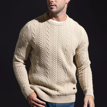 Barbour Lowfen Cable-knit Crewneck Sweater - Stone
