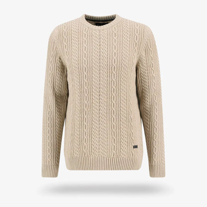 Barbour Lowfen Cable-knit Crewneck Sweater - Stone