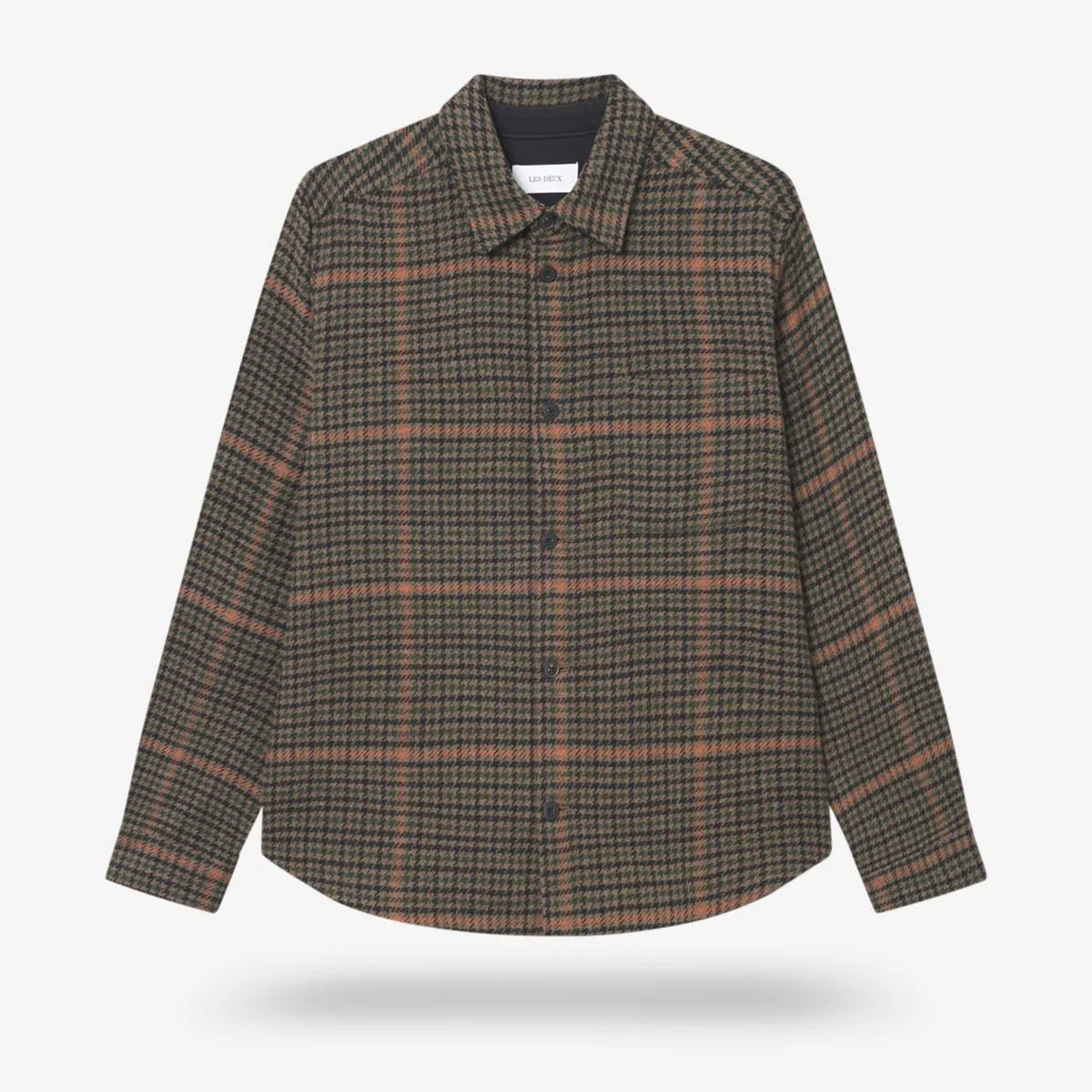 Les Deux Kody Houndstooth Overshirt - Brown