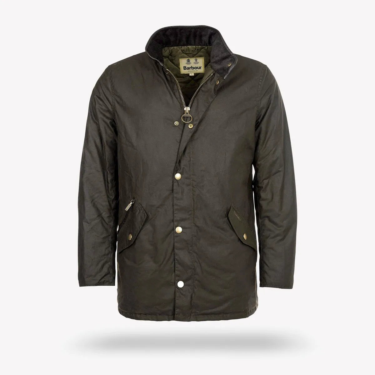 Barbour Prestbury Waxed Cotton Jacket - Olive Green