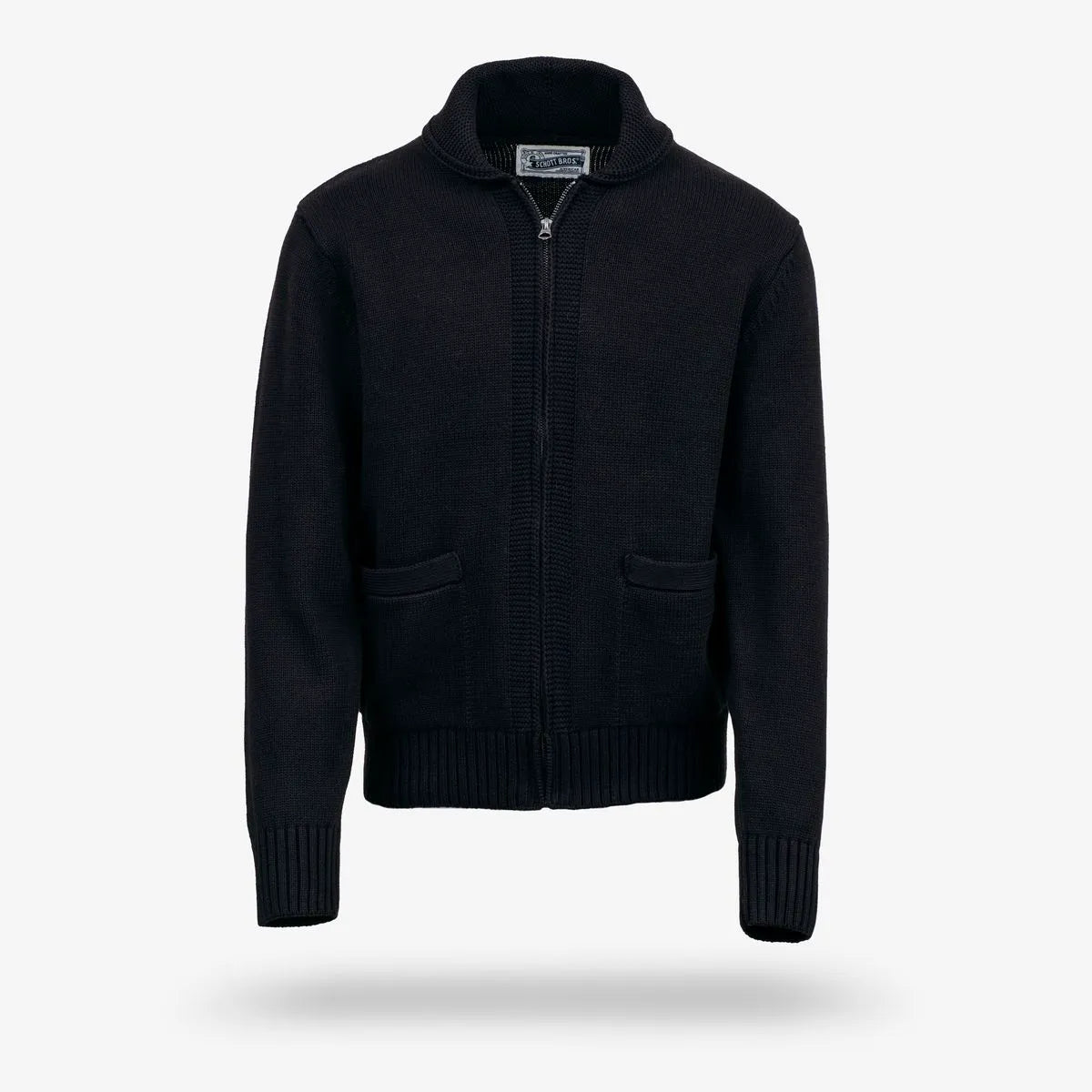 Schott® N.Y.C. Zip-front Shawl Collar Cardigan - Black