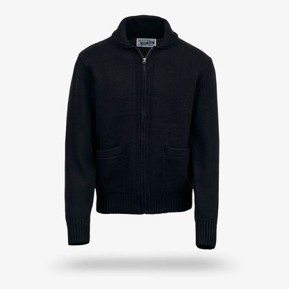 Schott® N.Y.C. Zip-front Shawl Collar Cardigan - Black