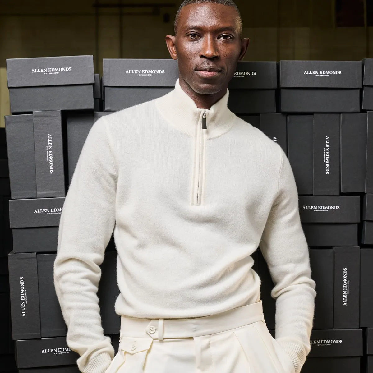 Cashmere Quarter-zip Sweater - Off White