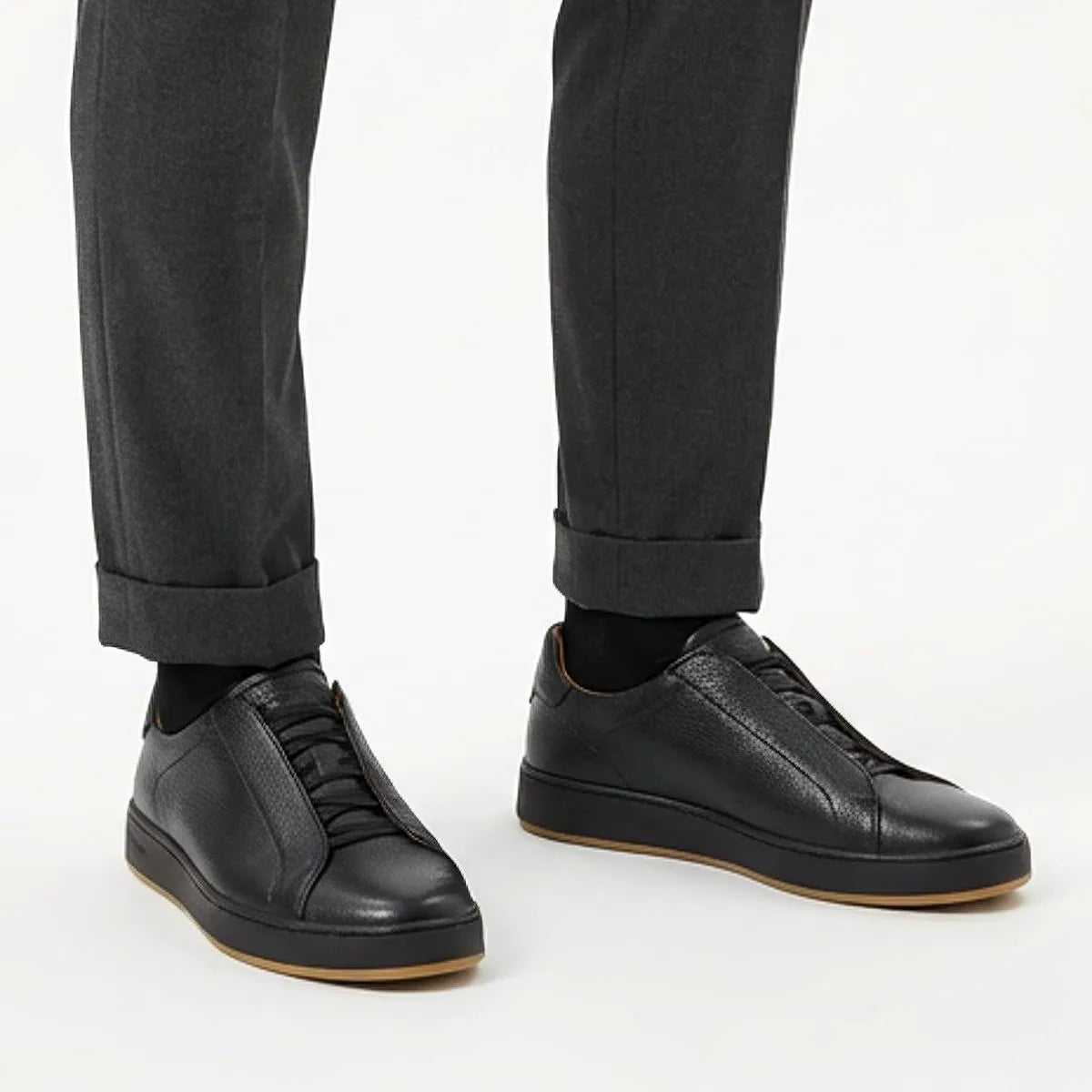 Banks Court Slip-on Stretch-lace Sneaker - Black Leather