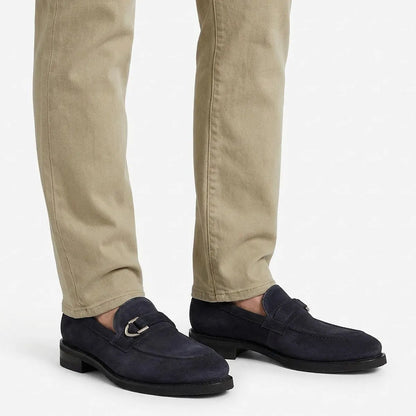Rollins Buckle Loafer - Navy Suede