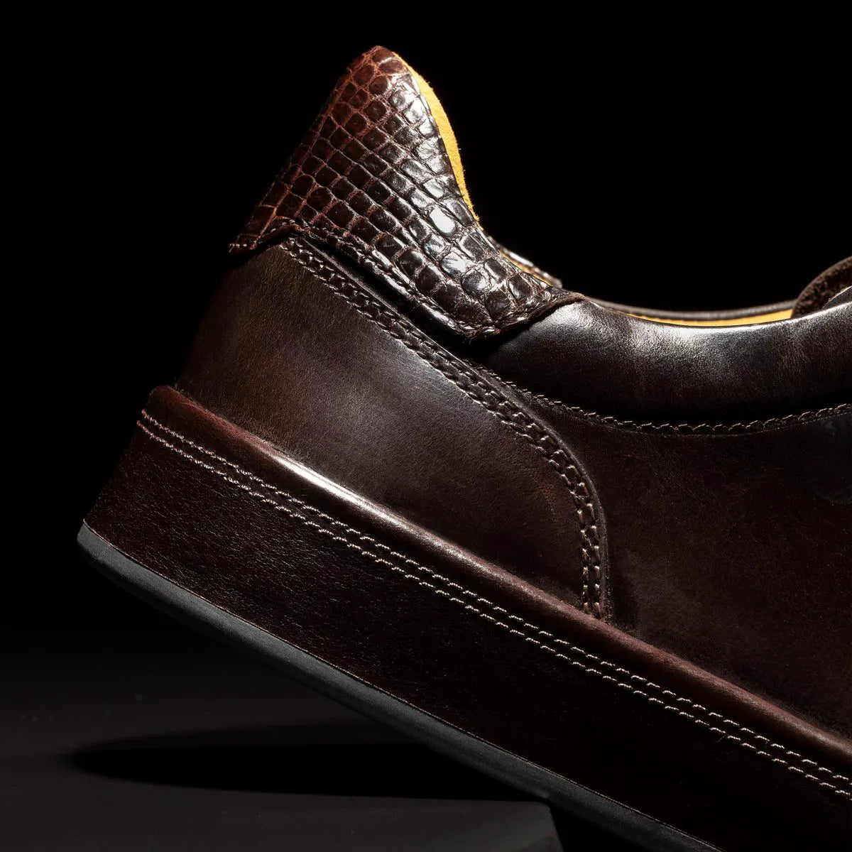Hawthorne Reserve Lace-Up Sneaker - Deep Brown Calf & Genuine Croc