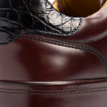 Hawthorne Reserve Lace-Up Sneaker - Bordeaux Calf & Genuine Croc