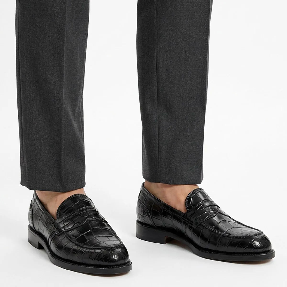 Miller Reserve Penny Loafer - Black Genuine Crocodile