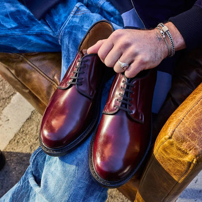 Rowan Reserve Plain-toe Derby Dress Shoe - Burgundy Polished Calf Leather