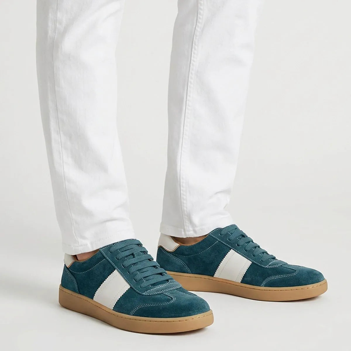 Ludlow Slip-on Stretch-lace Sneaker - Peacock Teal Suede