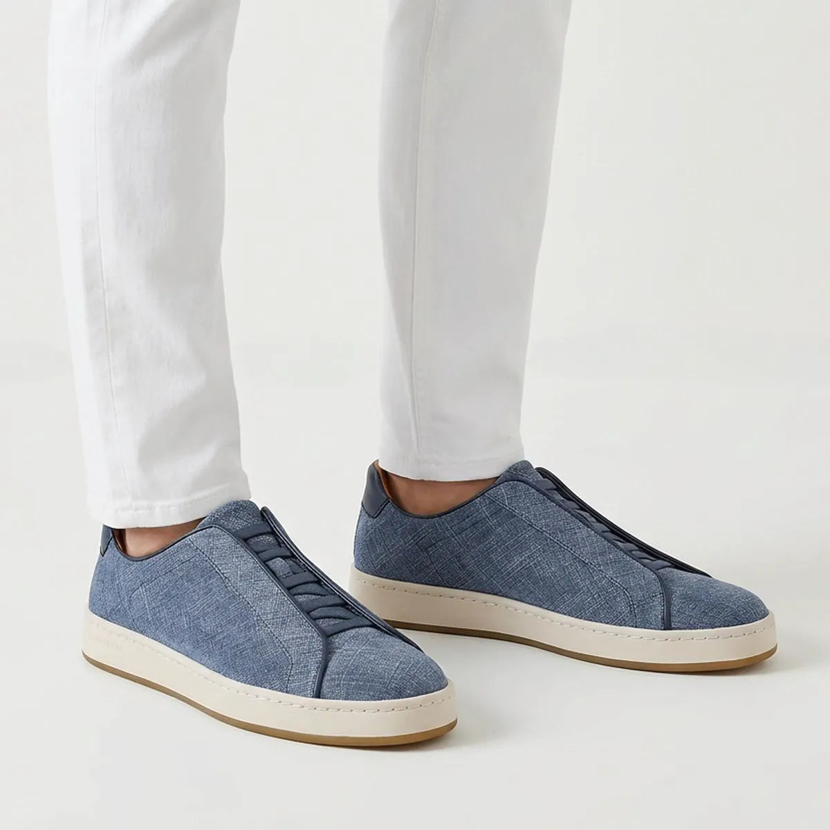 Banks Court Slip-on Stretch-lace Sneaker - Denim Printed Suede