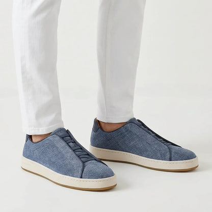 Banks Court Slip-on Stretch-lace Sneaker - Denim Printed Suede