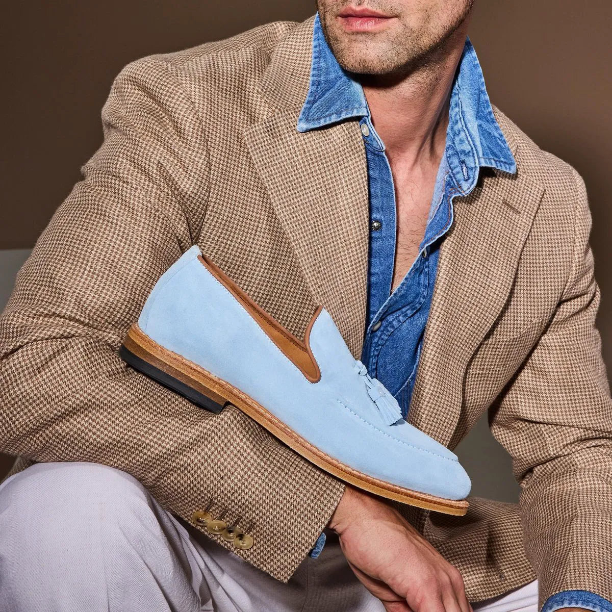 Randolph Tassel Loafer - Sky Blue Suede