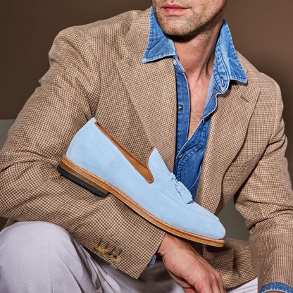 Randolph Tassel Loafer - Sky Blue Suede