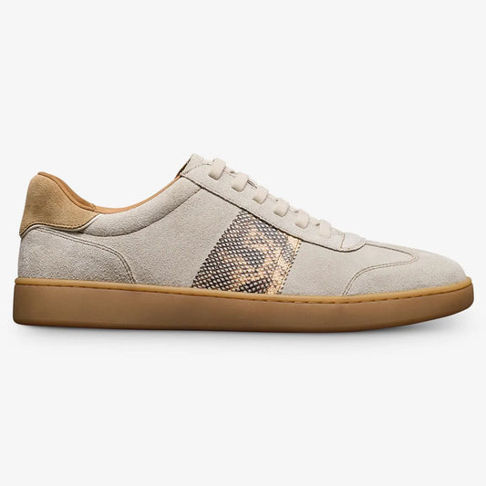Ludlow Slip-on Stretch-lace Sneaker - Dove Grey Suede & Snake Print