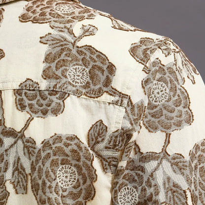 Les Deux Lesley Flower Jacquard Short-sleeve Shirt - Ivory