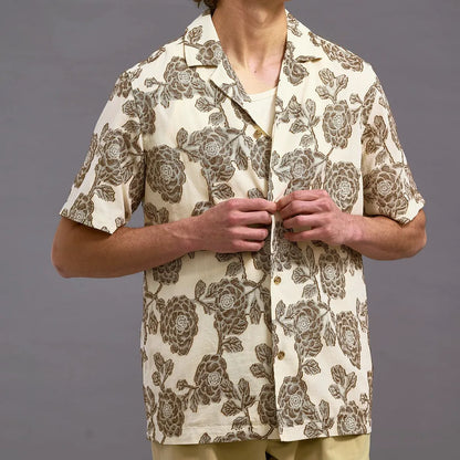 Les Deux Lesley Flower Jacquard Short-sleeve Shirt - Ivory
