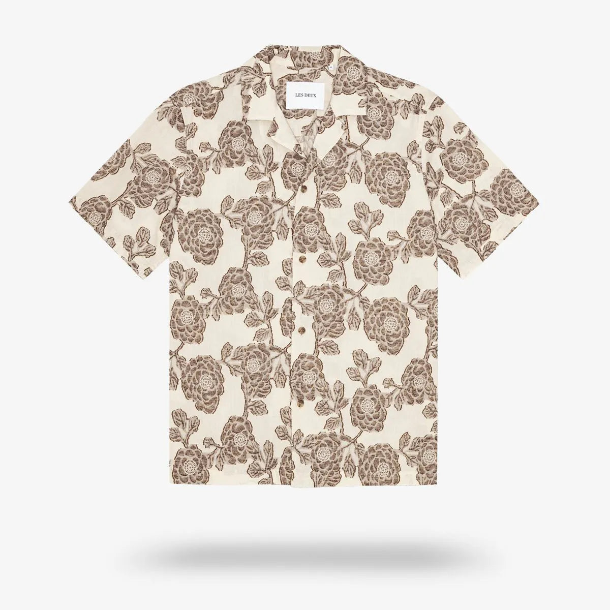 Les Deux Lesley Flower Jacquard Short-sleeve Shirt - Ivory