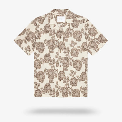 Les Deux Lesley Flower Jacquard Short-sleeve Shirt - Ivory