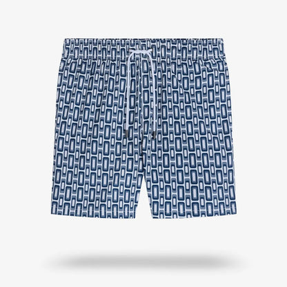Bugatchi Cruz Mid-length Swim Trunks - Navy / White