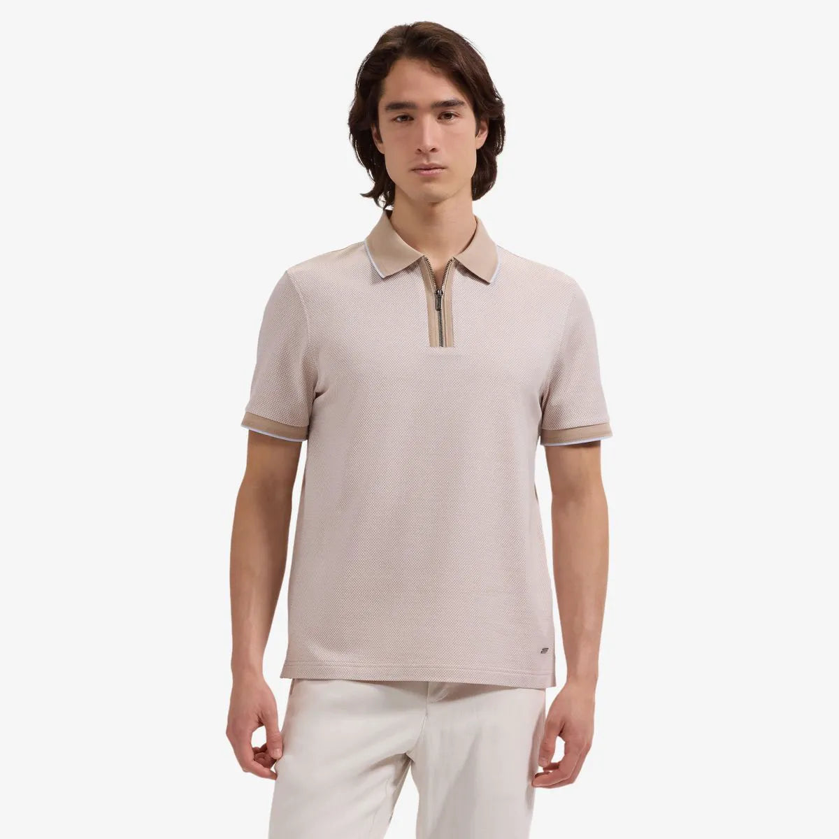 Bugatchi Quarter-zip Polo - Tan